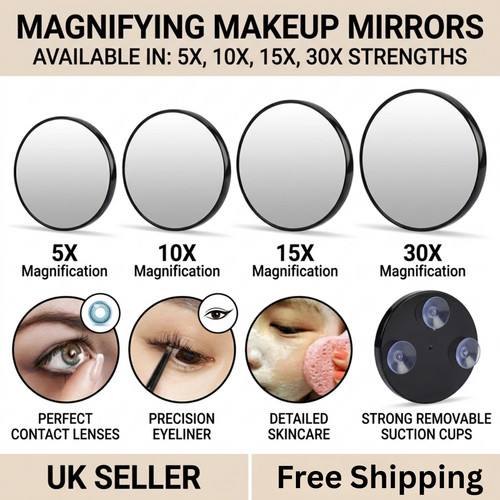 Round magnifying makeup mirror - magnifying,
