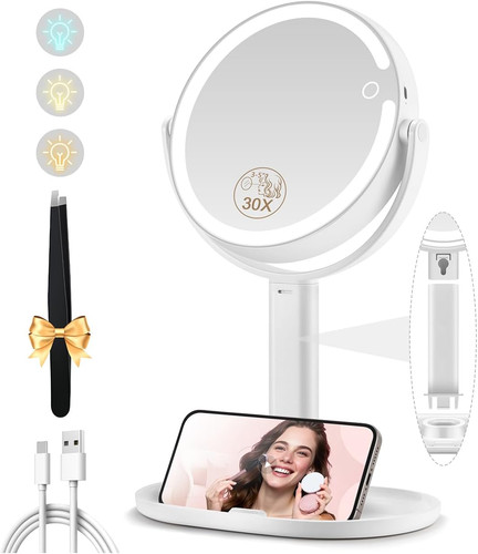 Magnifying mirror with - magnifying, light